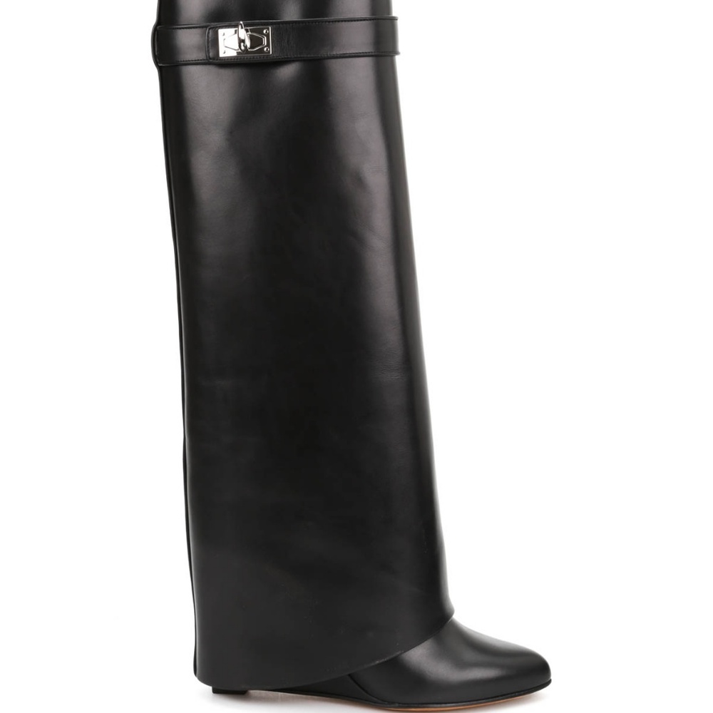 Givenchy Black Leather Shark Fold-over Boots